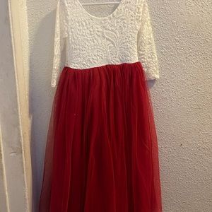 Girl toddler wine red full length straight tulle tutu lace